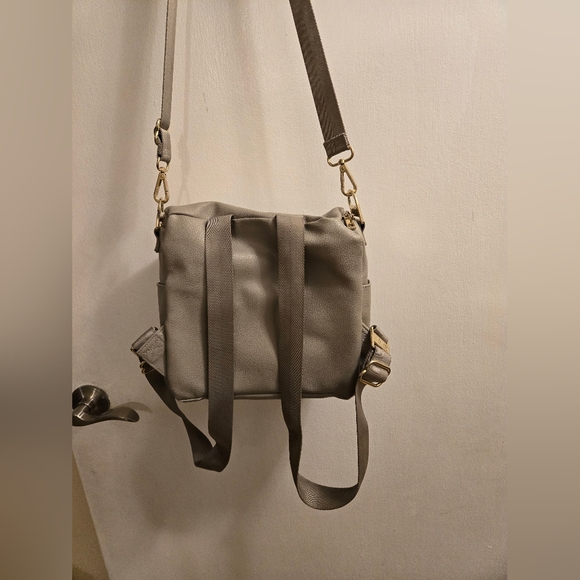 Fawn Design Vegan Leather The Mini Small Diaper Bag Backpack Gray - Picture 7 of 16